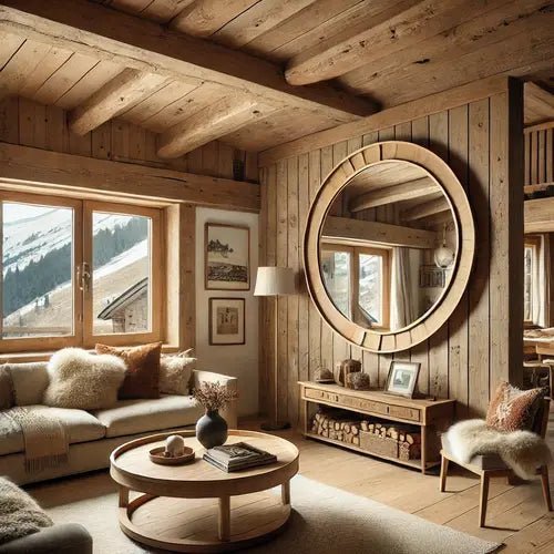 Round Wooden Mirrors - Warmth and Rustic Atmosphere