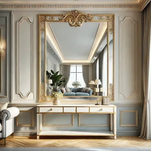 Rectangular Golden Mirrors - Elegance and Brightness