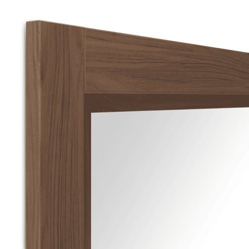 Vue latérale du cadre en bois de noyer du miroir sur pied 180x80 cm