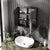 Armoire à miroir salle de bain 60 cm chêne doré ouverte vue du dessus.