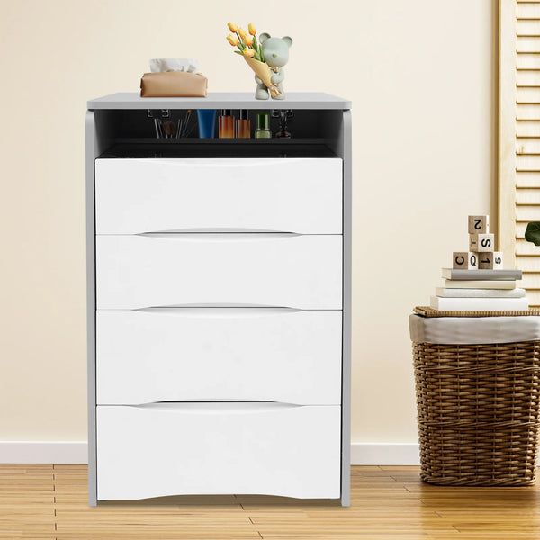 Armoire Bijoux fermée avec quatre tiroirs design ondulés.