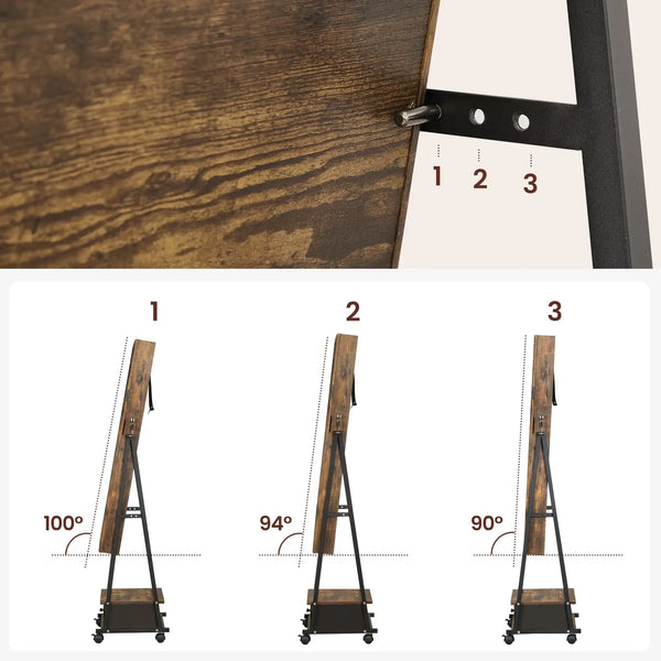 Réglages d'inclinaison de l’armoire miroir à bijoux