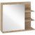 Armoire miroir salle de bain 60 cm en bois naturel avec étagères ouvertes et miroir intégré