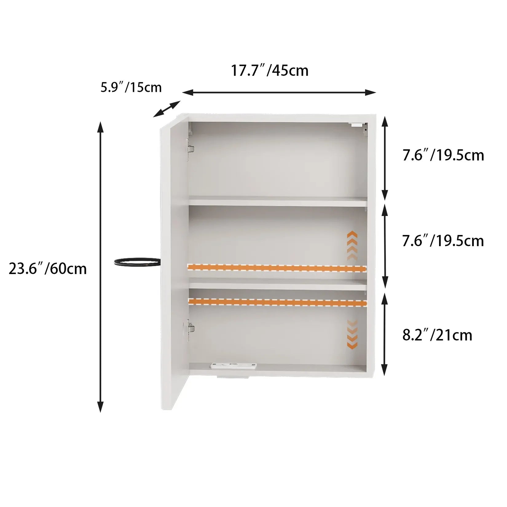 Armoire miroir salle de bain dimensions 45 x 60 x 15 cm.