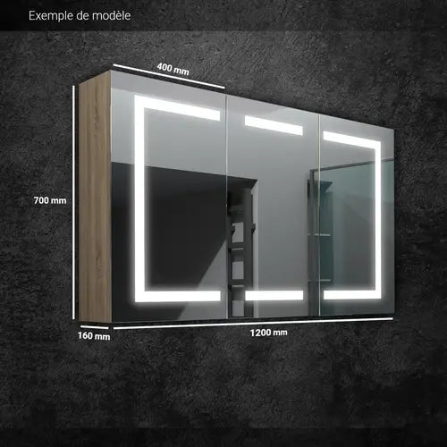Armoire De Salle De Bain Avec Miroir Et éclairage LED - 120x13x90 Cm, Blanc, Avec Prise Et Interrupteur Tactile - 10