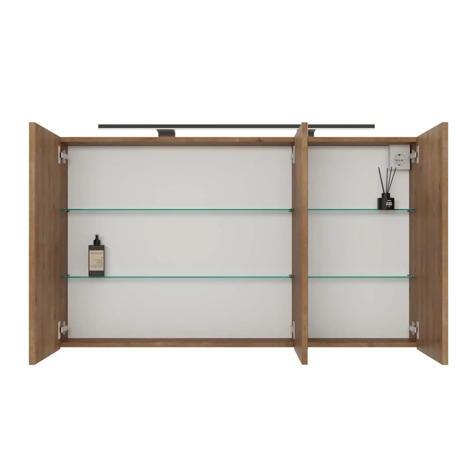 Armoire salle de bain miroir 120 cm fermée vue de droite avec reflet naturel et finition élégante.