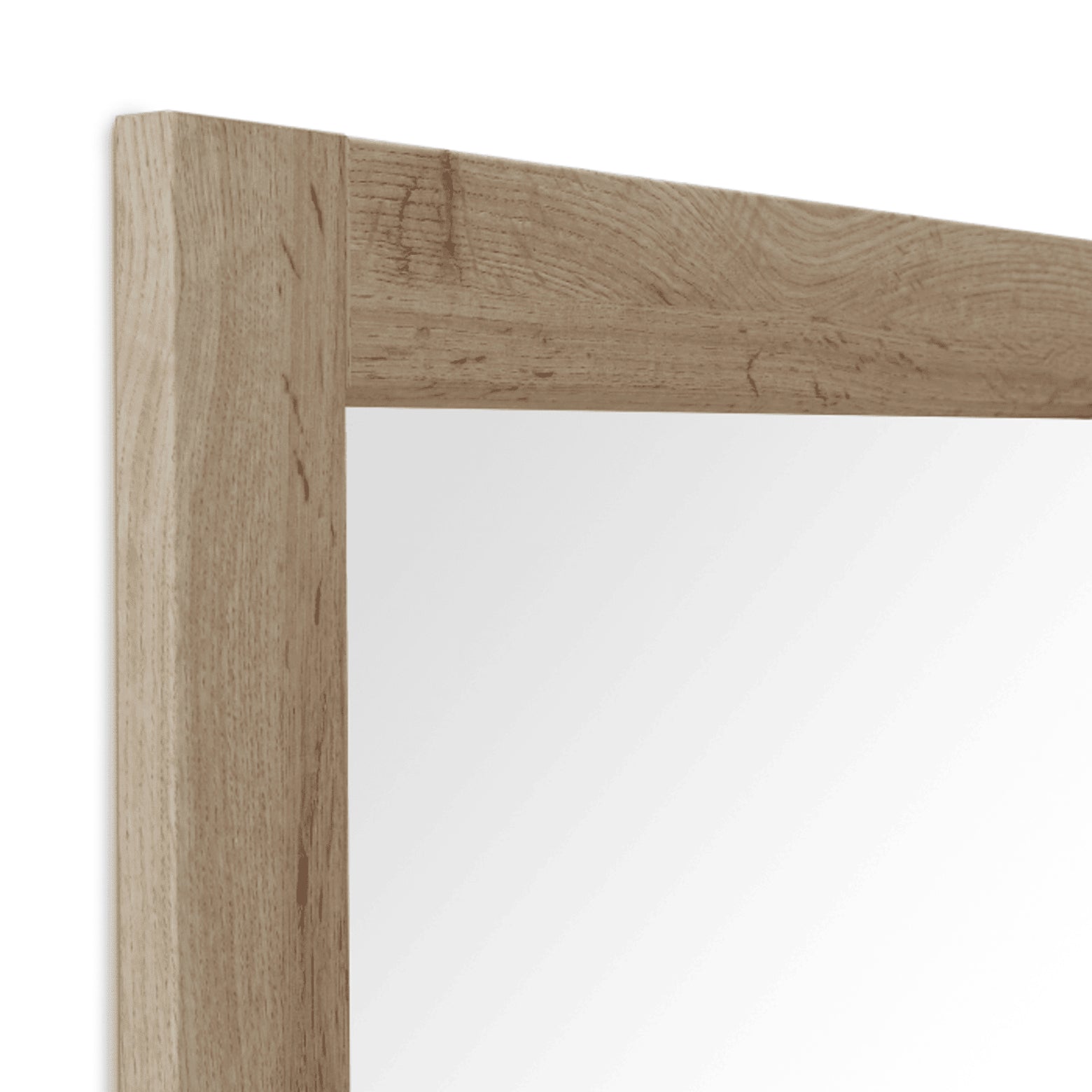 Gros plan sur l’angle du cadre en bois brut.