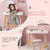 Coiffeuse enfant avec vrai miroir, transformable en table d'écriture avec miroir amovible.