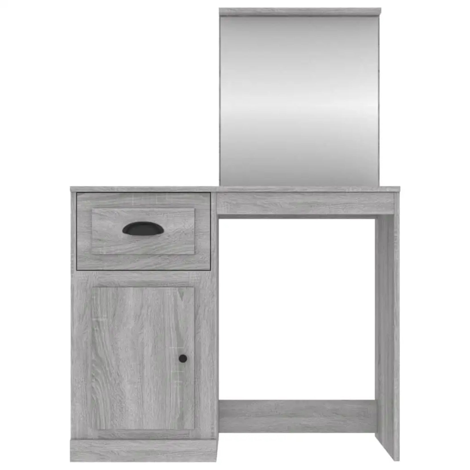 Coiffeuse miroir compacte avec tiroir et miroir central intégré