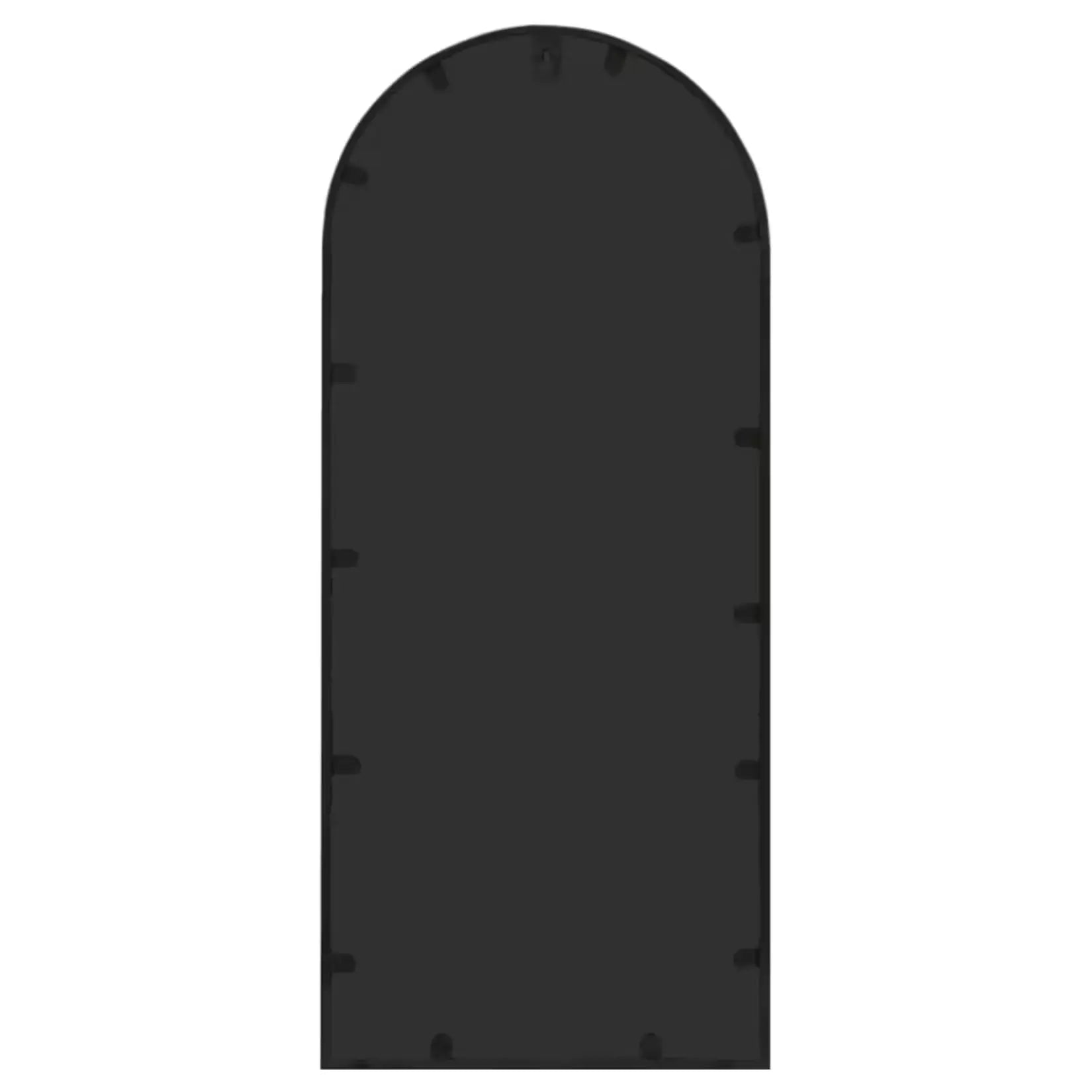 Vue arrière du miroir noir rectangulaire montrant la structure sans assemblage requis.