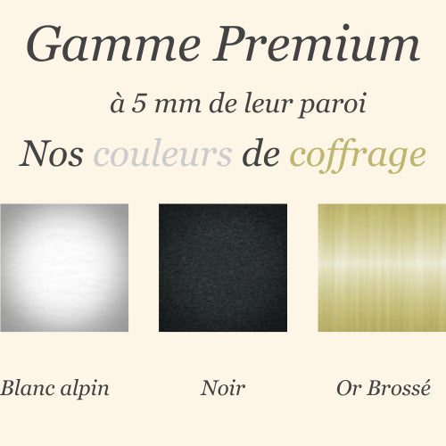 Miroir Premium choix de couleur de coffret: Blanc alpin ou noir ou or brossé