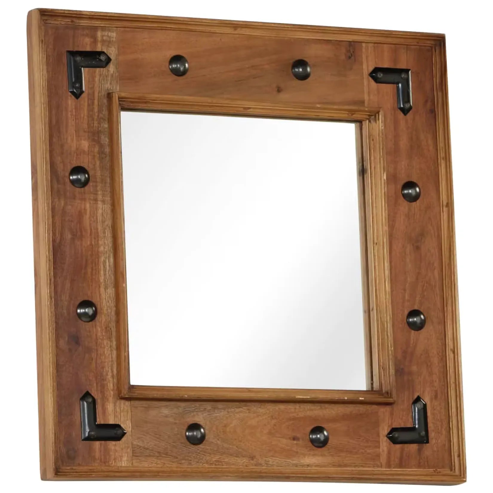 Miroir Acacia Massif Vue Angle Bois et Acier.