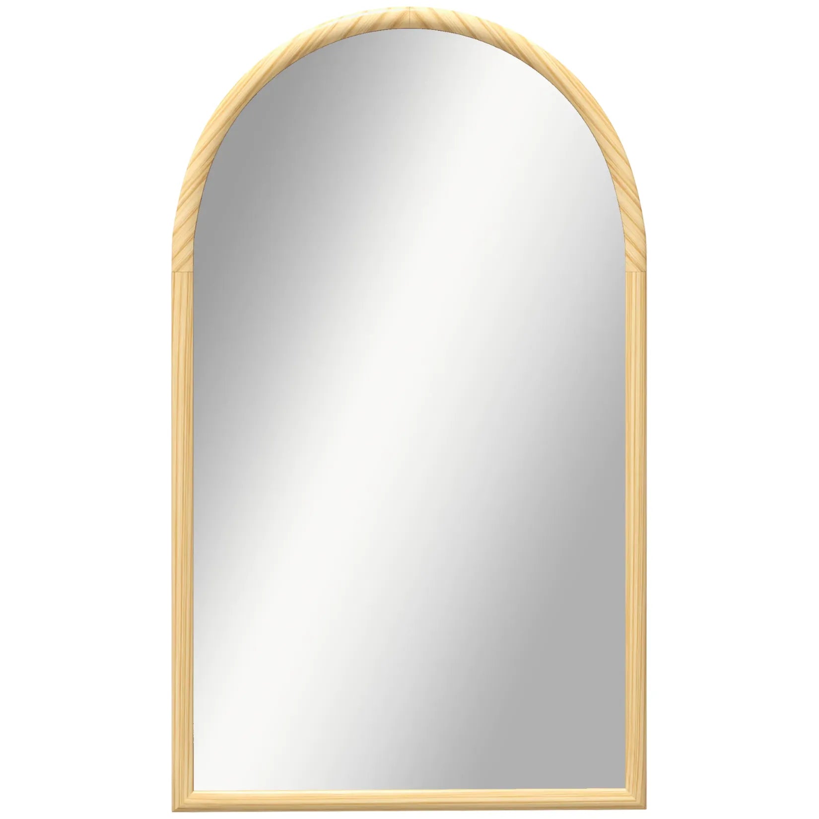 Miroir arche bois vu de face, avec cadre en bois naturel clair.