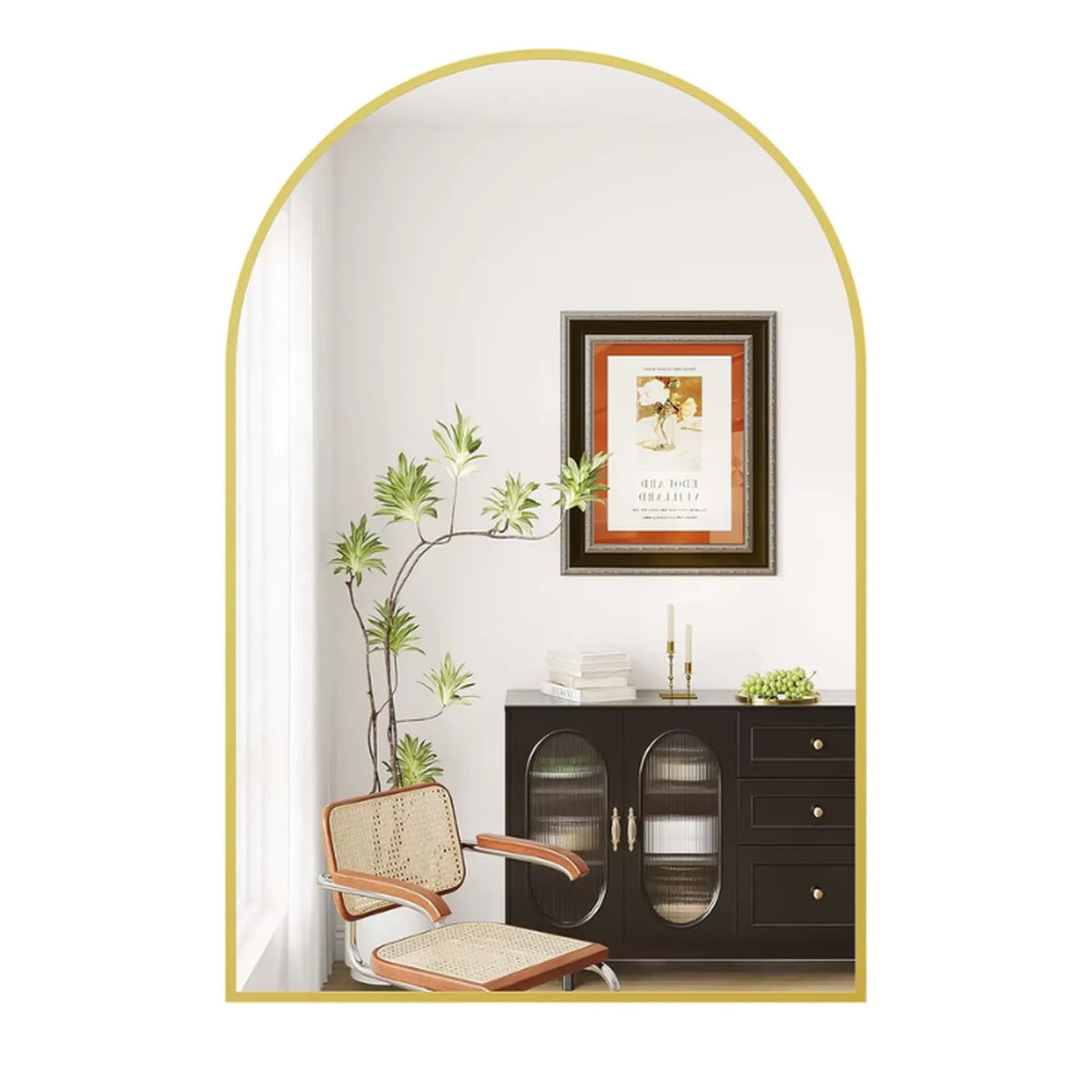 Miroir arche doré 55x76 cm avec cadre fin en métal.