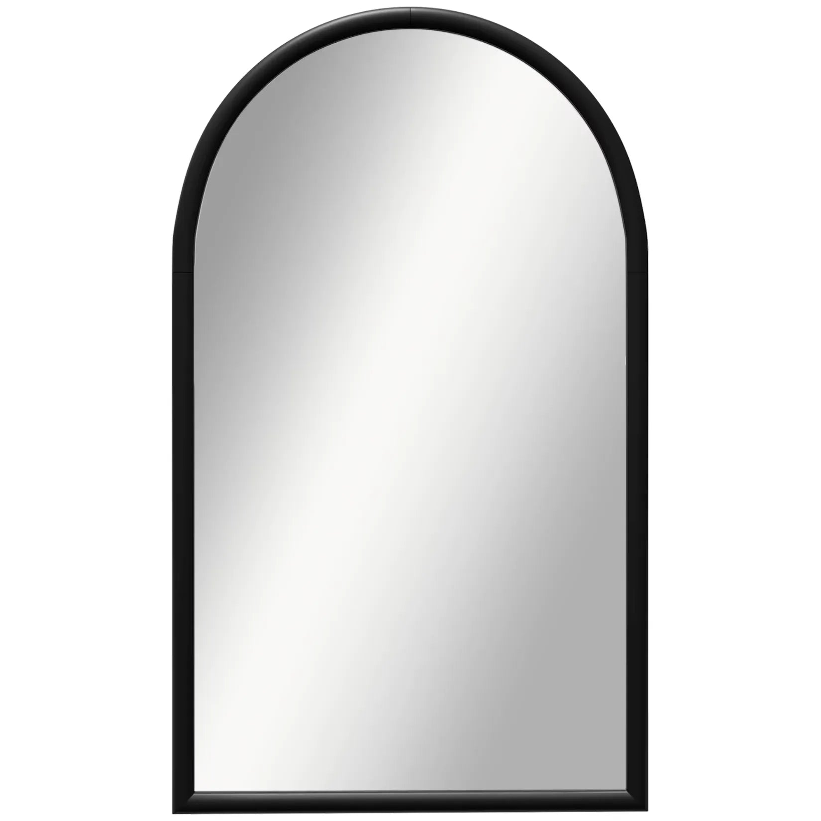 Vue de face du miroir arche noir sur fond blanc.