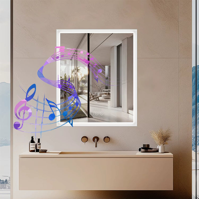 Miroir armoire de toilette lumineux et connecté pour un confort optimal.