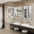 Miroir armoire de toilette ouvert avec espaces de rangement.