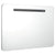 Miroir LED de salle de bain 80 cm en angle droit avec finition bande noire décorative.