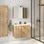 Miroir armoire salle de bain 80 cm installée dans une salle de bain contemporaine avec bois clair.