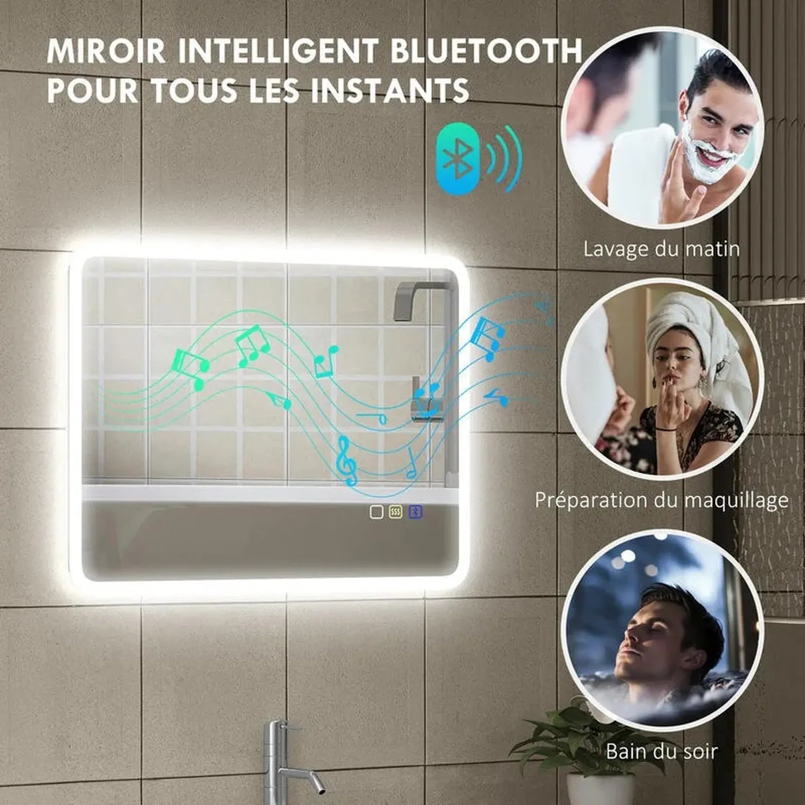 Miroir Bluetooth salle de bain LED – usages quotidiens.