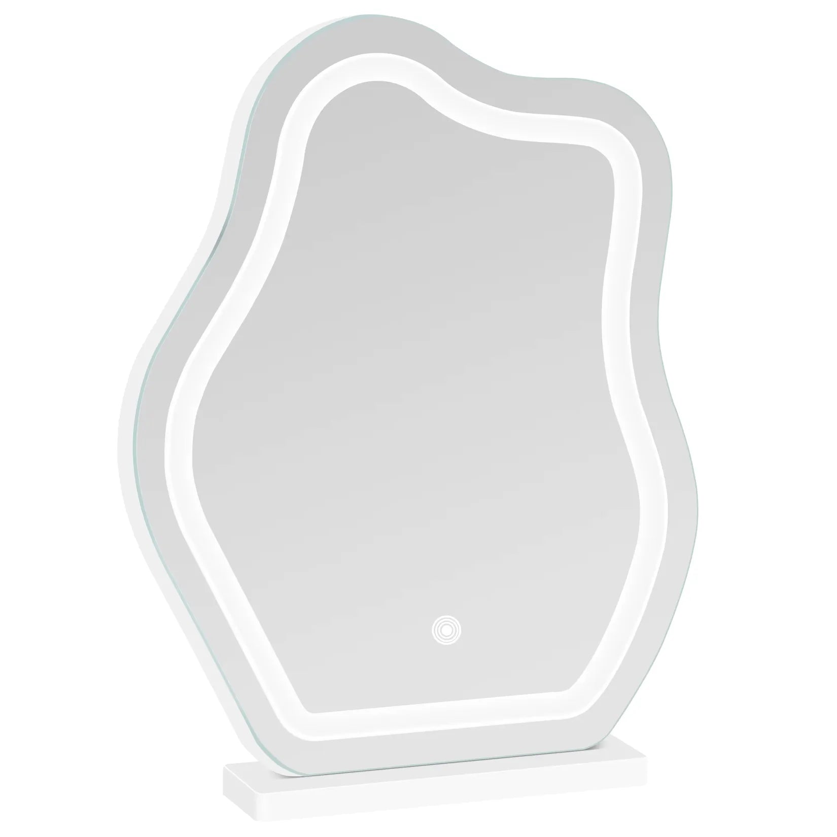 Miroir Bureau LED Nuage 40x54 cm vue de face, rétroéclairage LED contour.