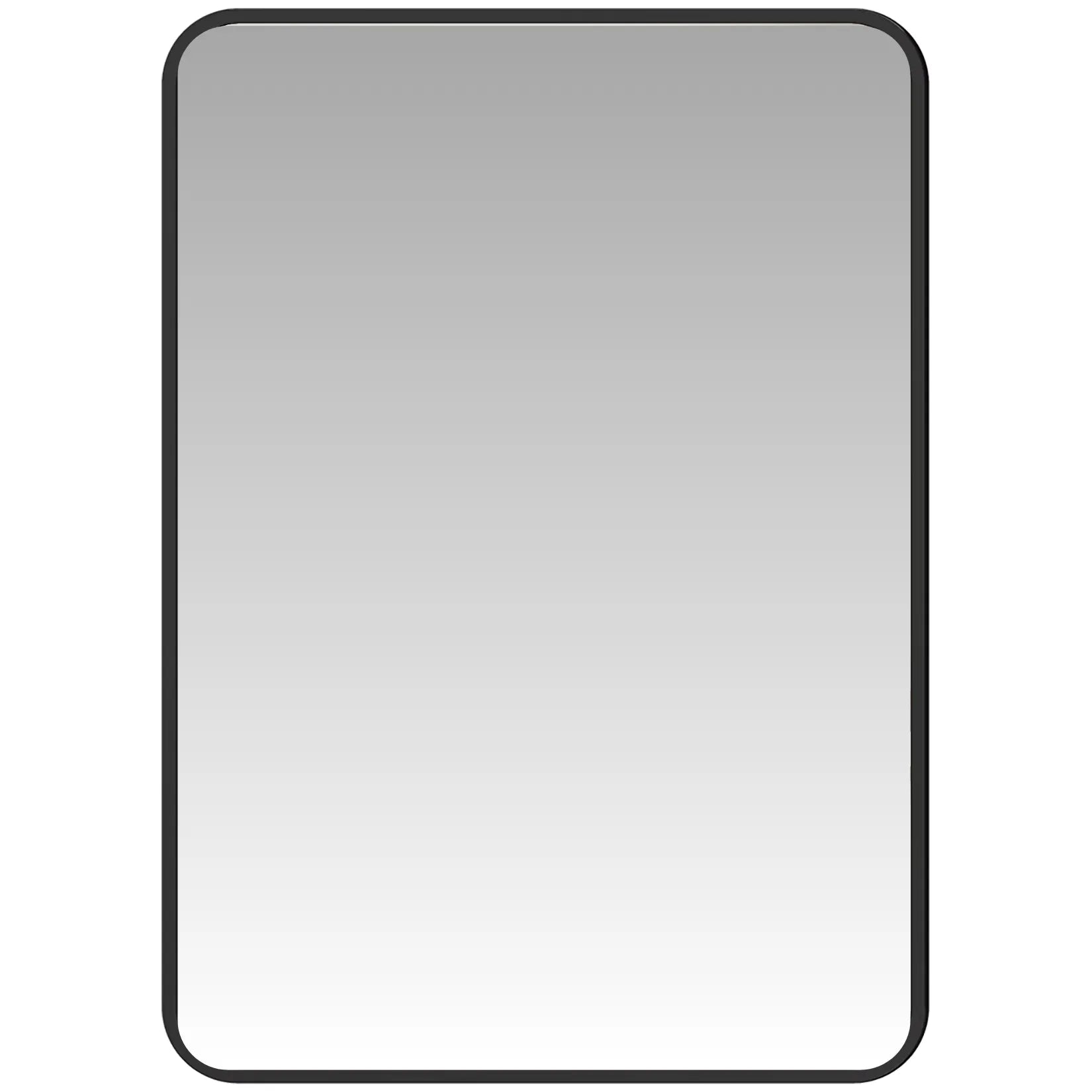 Miroir cadre noir rectangulaire présenté seul sur fond blanc neutre.