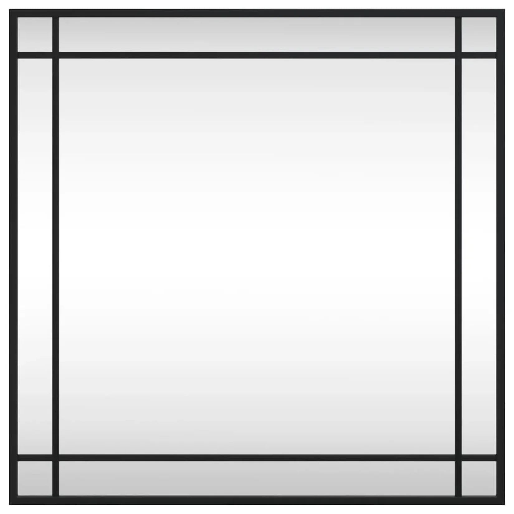 Miroir carré noir style verrière vue de face.