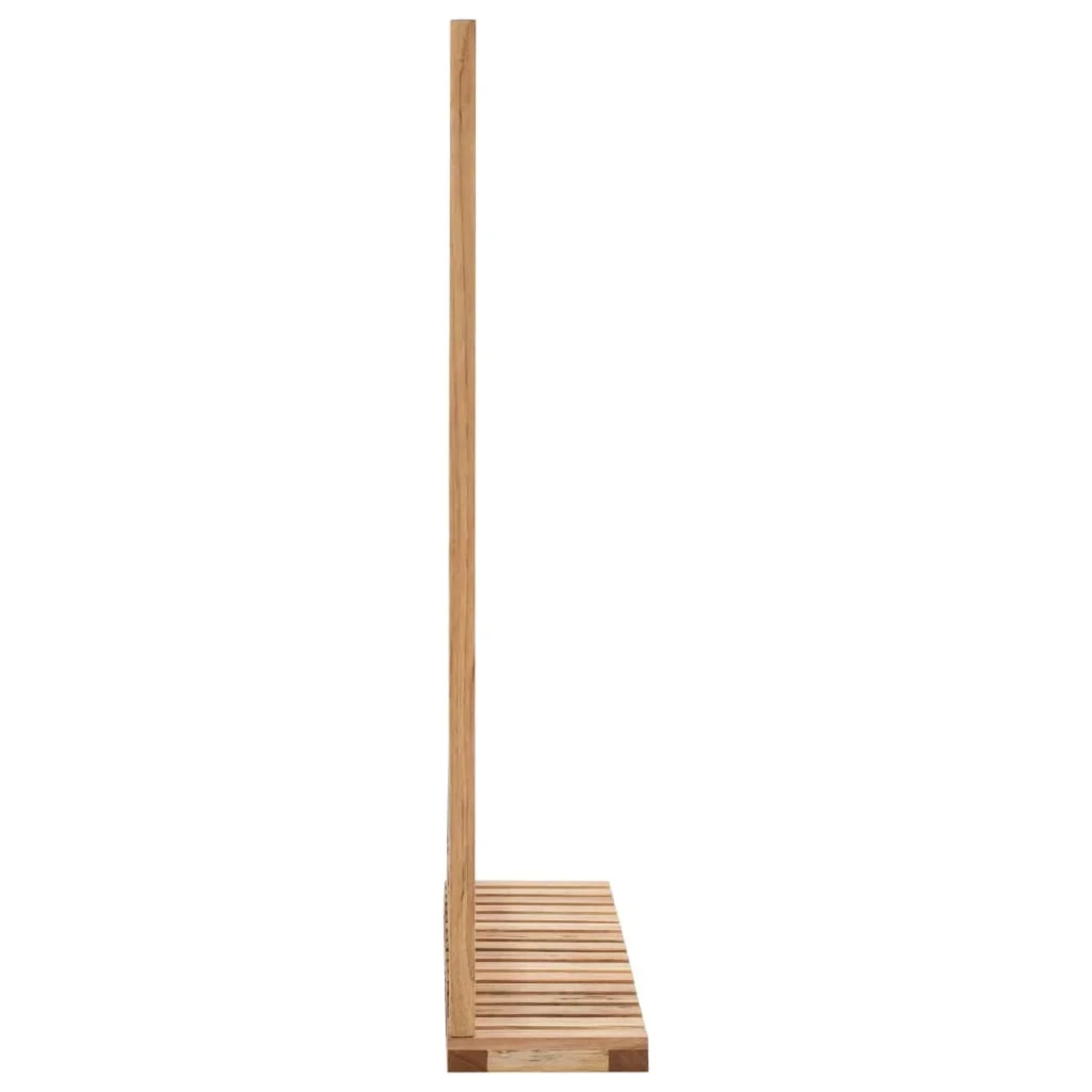 Vue de côté du miroir contour bois avec tablette de 12 cm de profondeur, format 60 × 12 × 62 cm.