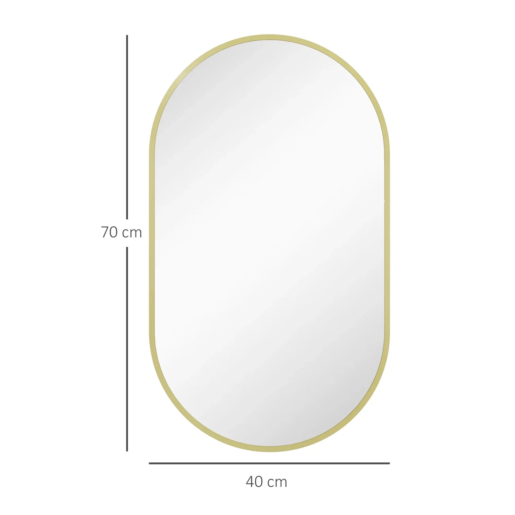 Miroir contour doré dimensions 40x70 cm.