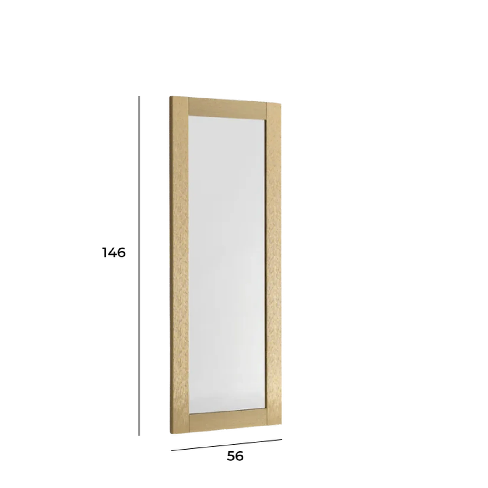 Dimensions miroir cuivre 146x56 cm – schéma technique cadre MDF.