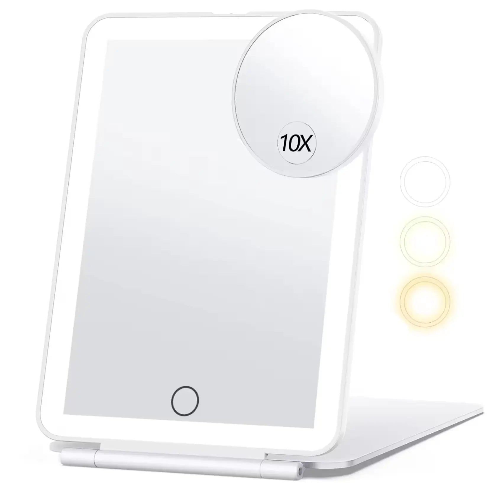 Miroir de Maquillage Grossissant LED blanc avec miroir zoom 10X amovible.