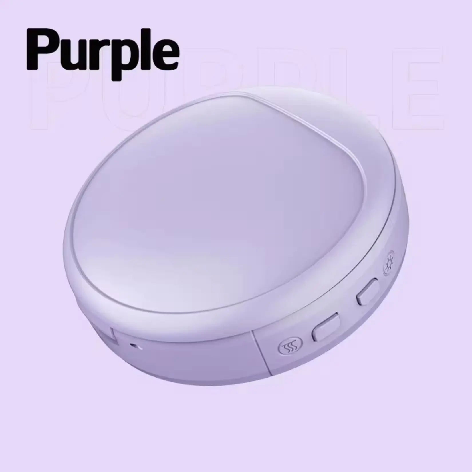 Miroir de poche lumineux couleur violet au design compact et élégant.