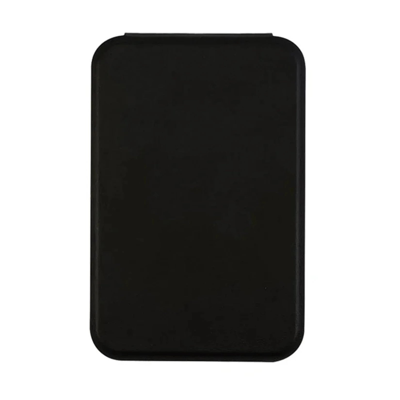 Miroir de poche noir refermé avec finition épurée.
