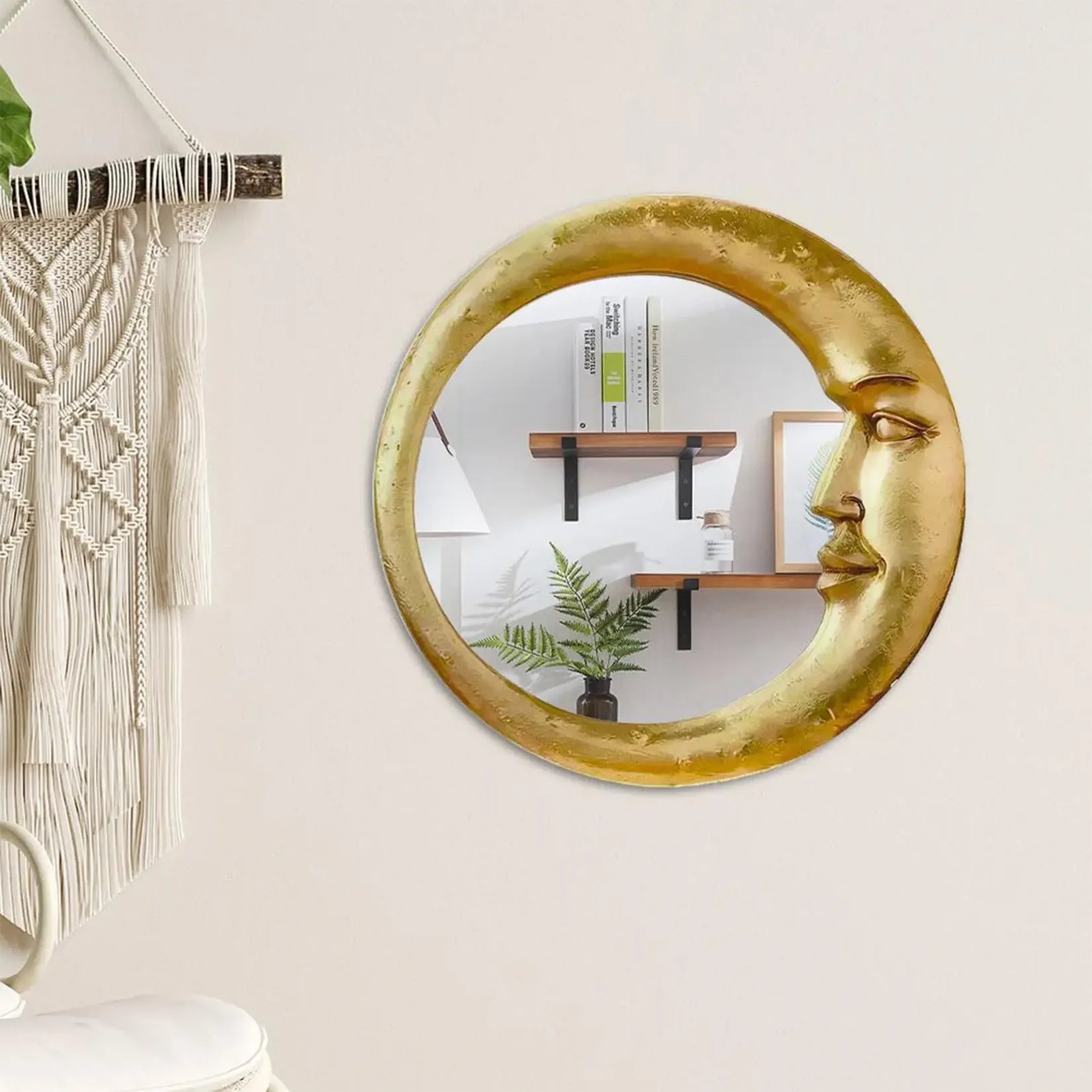 Miroir de Sorcière décoration bohème macramé.