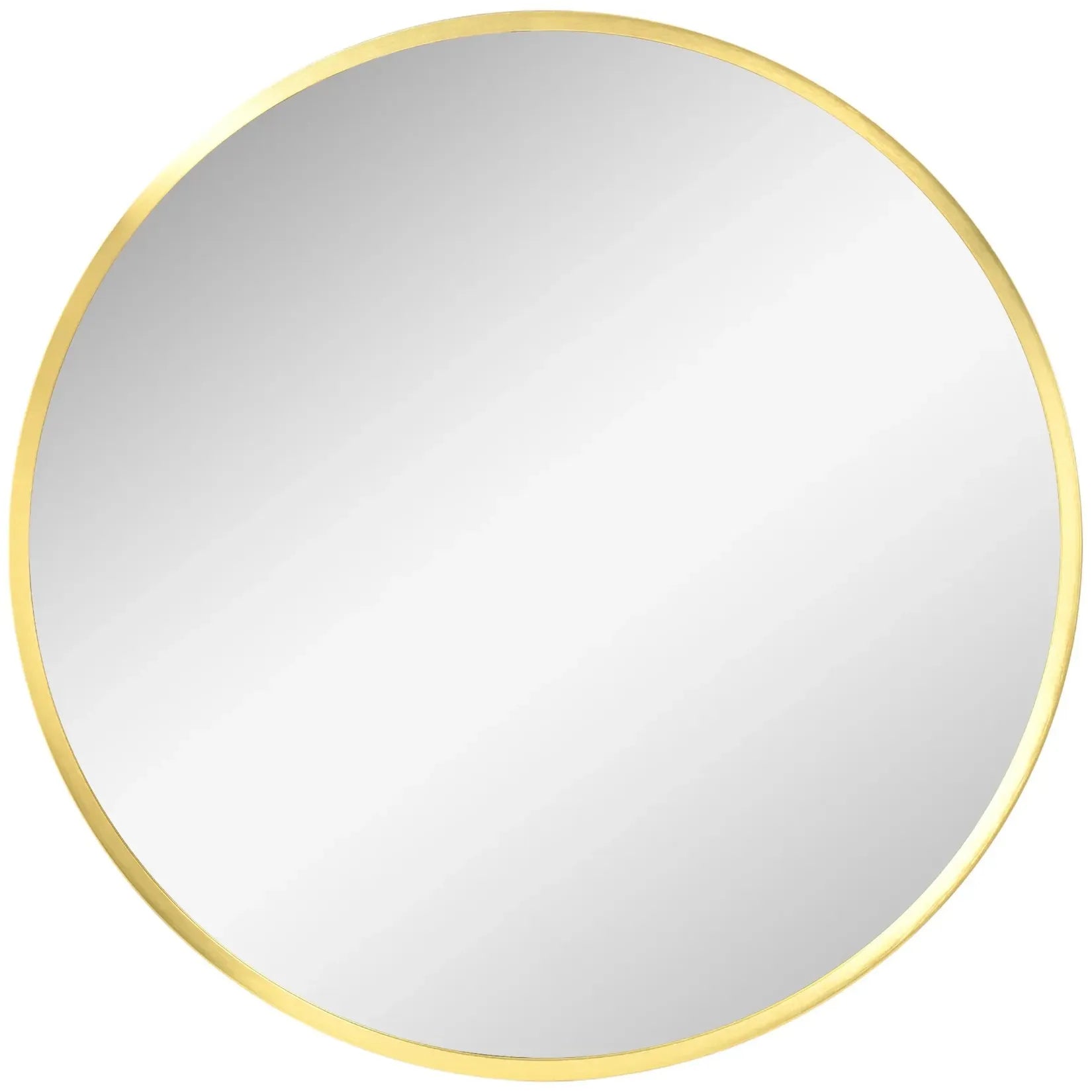 Miroir doré rond cadre aluminium or brossé – vue de face sur fond blanc.