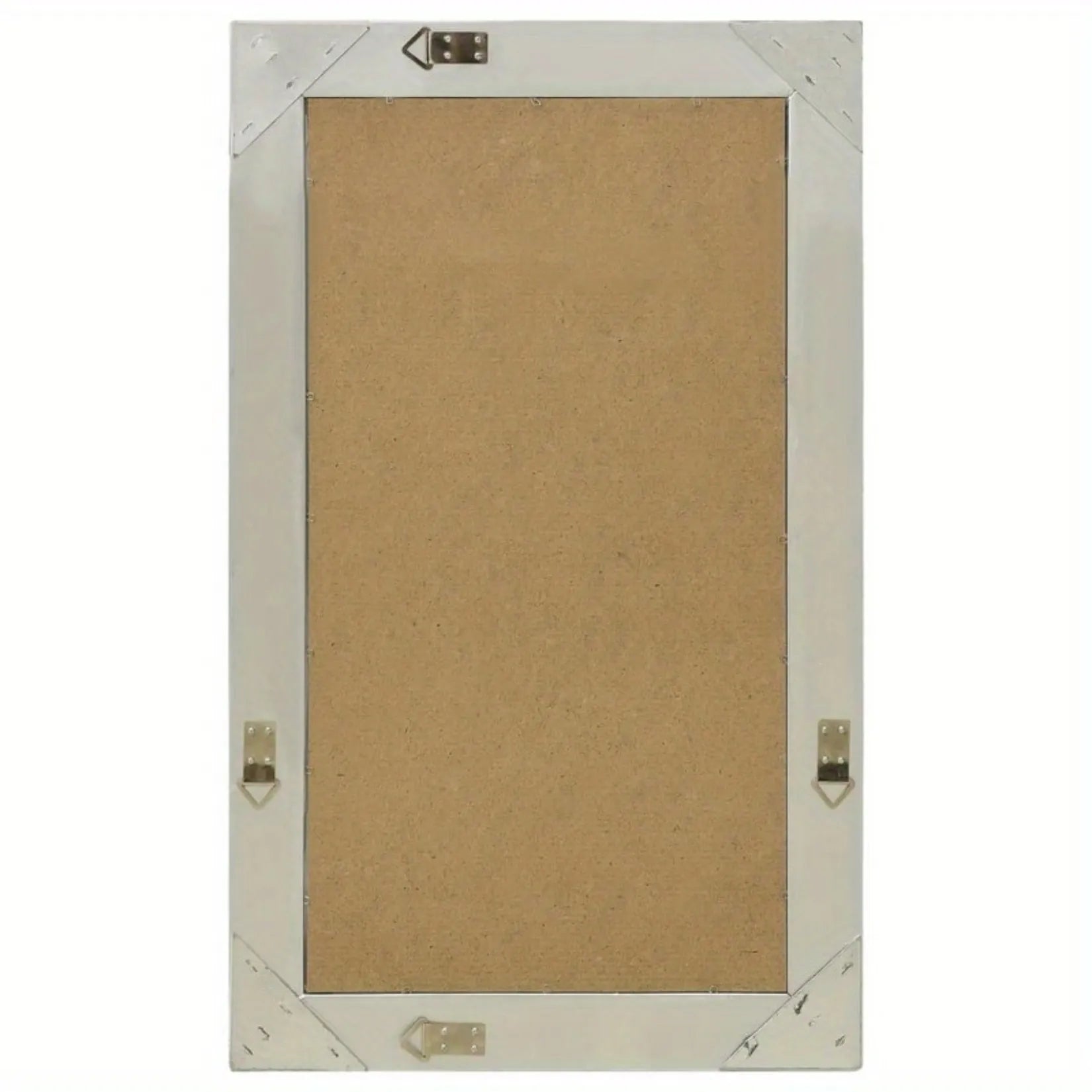 Vue arrière du miroir en bois rectangulaire avec système d’accroche.