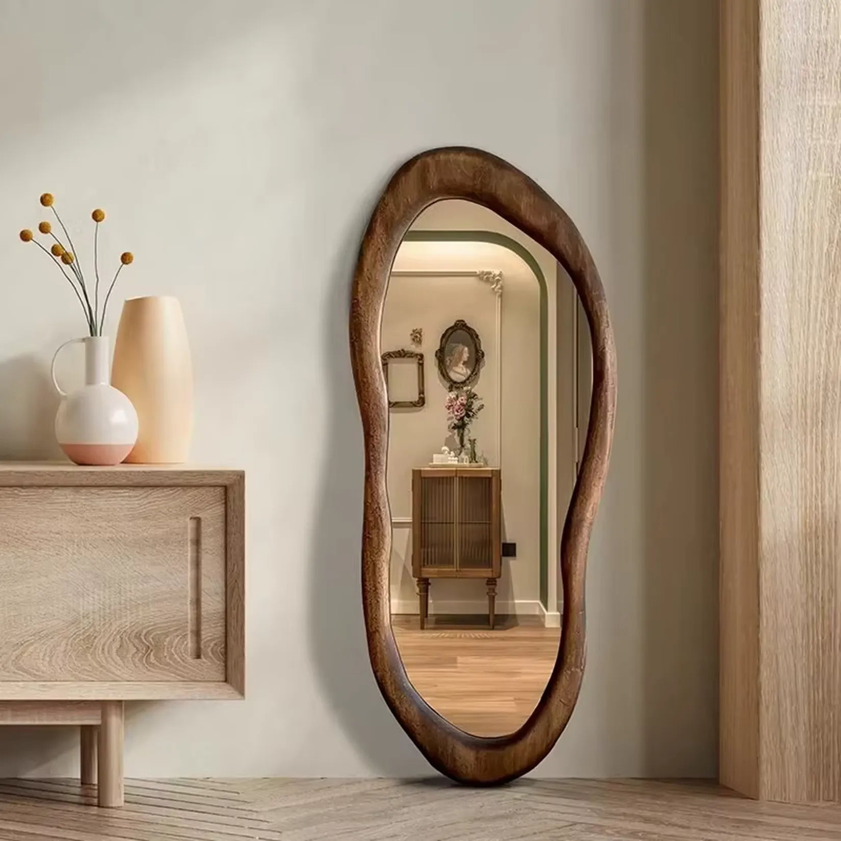 Miroir Entrée Bois Sculpté Amazonia.