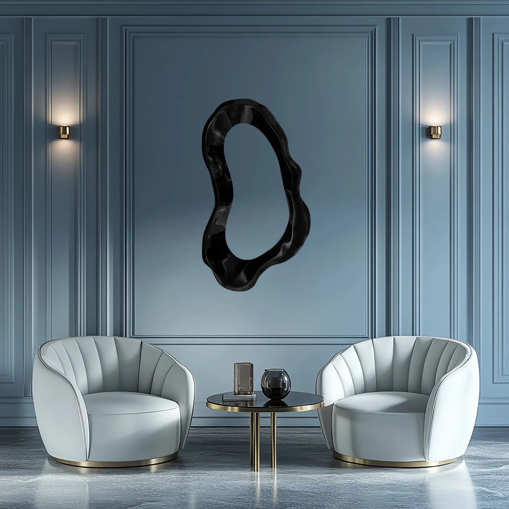 Miroir d'Entrée Noir Laqué dans Salon Contemporain.