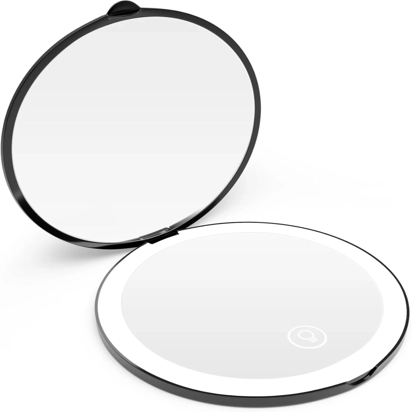 Miroir Grossissant de Poche ouvert avec éclairage LED moderne.