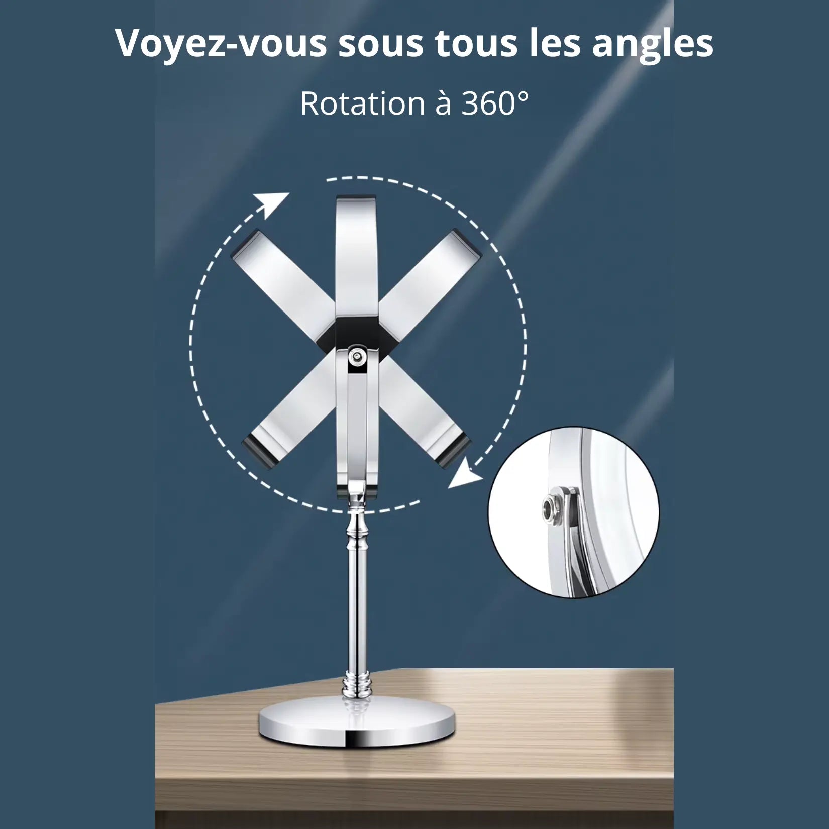 Miroir grossissant sur pied x10 avec rotation 360 degrés.