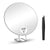 Miroir grossissant x20 chromé sur pied, livré avec pince à épiler — reflet net pour précision maquillage et épilation.