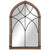 Miroir industriel bois et métal au design arche avec croisillons métalliques décoratifs.