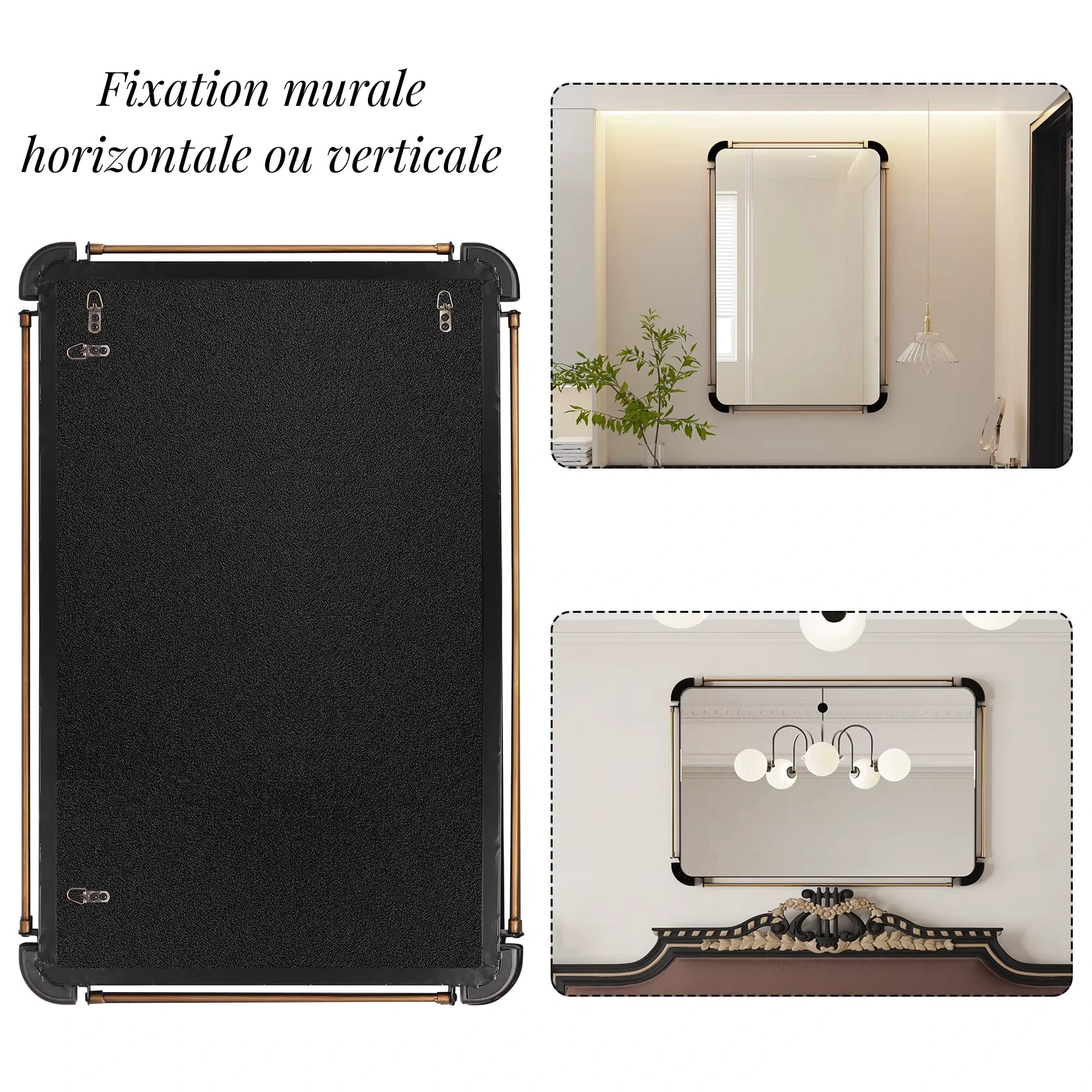 Miroir industriel incroyable fixé sur un mur brut façon loft avec déco vintage.