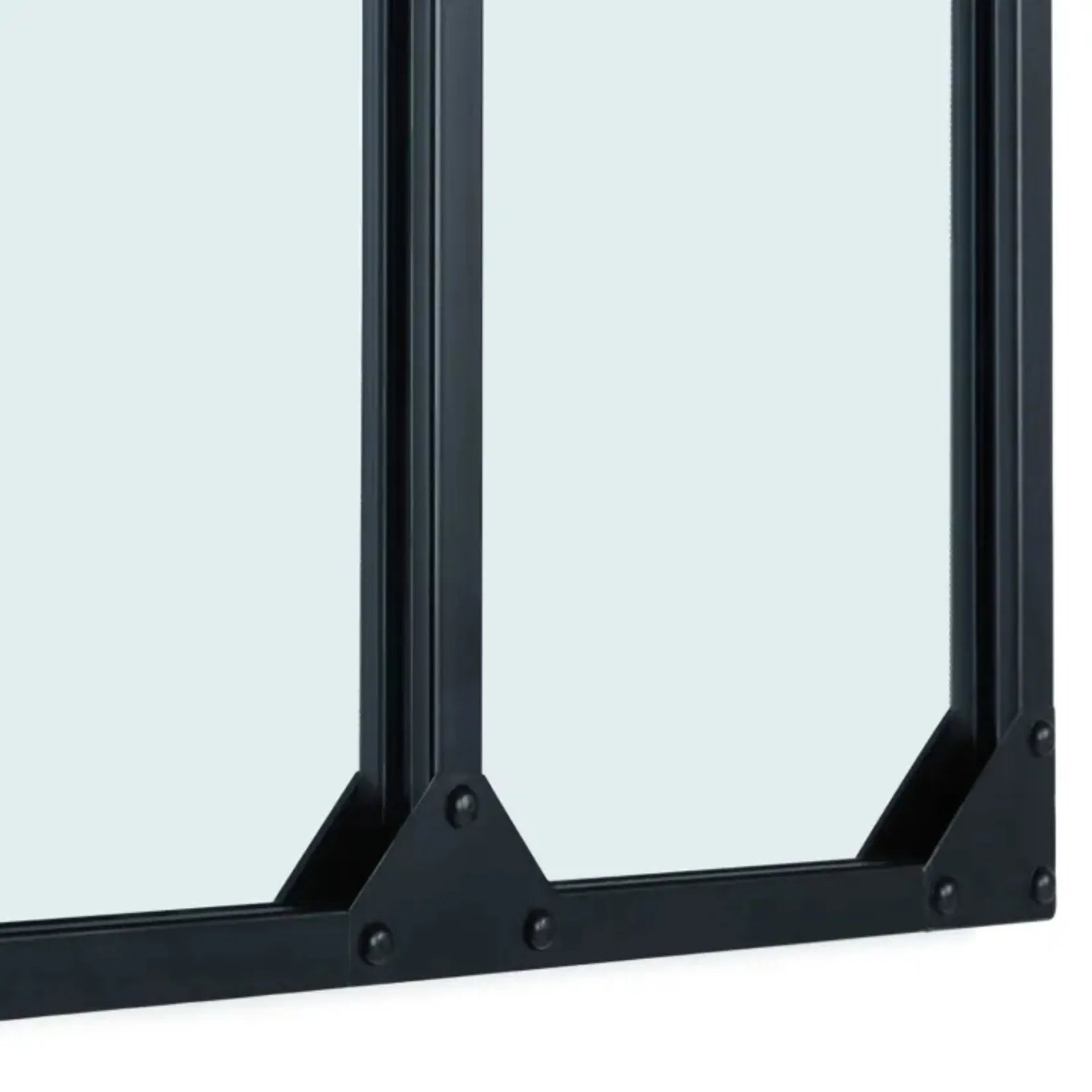 Miroir industriel en métal avec trois panneaux verticaux présenté sur fond neutre.