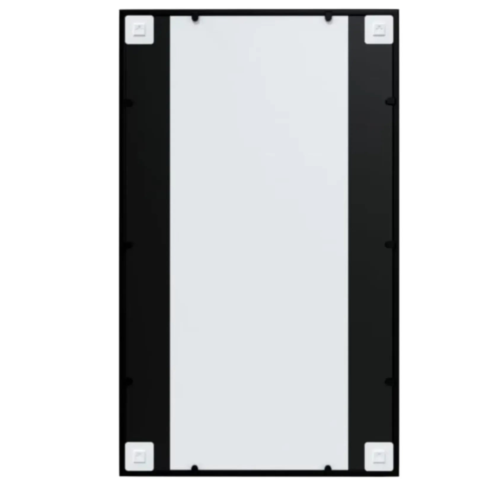 Vue arrière du miroir industriel noir avec fixations incluses.