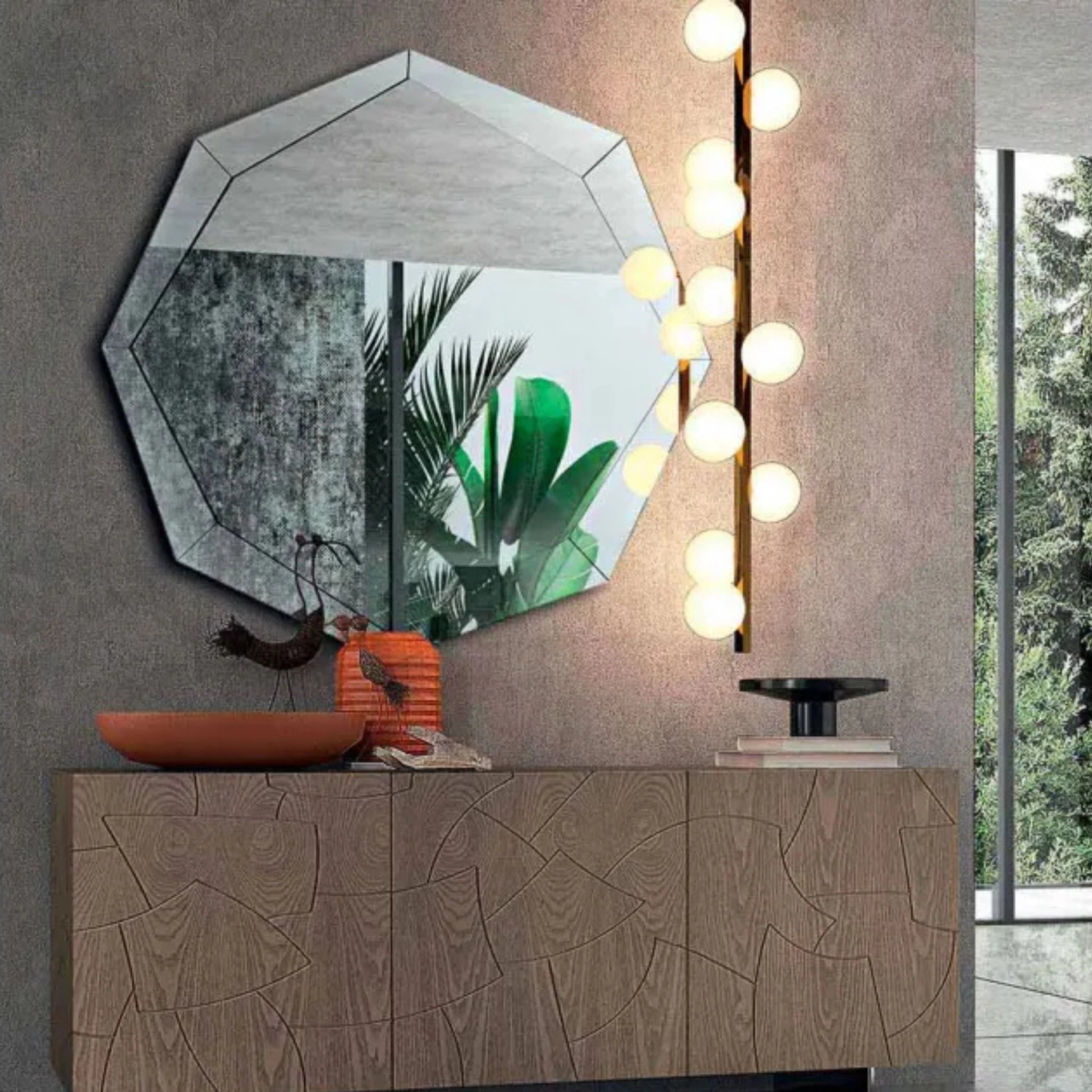 Miroir irrégulier mural 118 cm, une œuvre d'art moderne pour un intérieur élégant et sophistiqué.