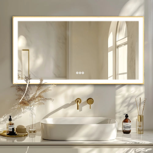 Miroir LED rectangulaire 160 cm avec éclairage naturel pour salle de bain