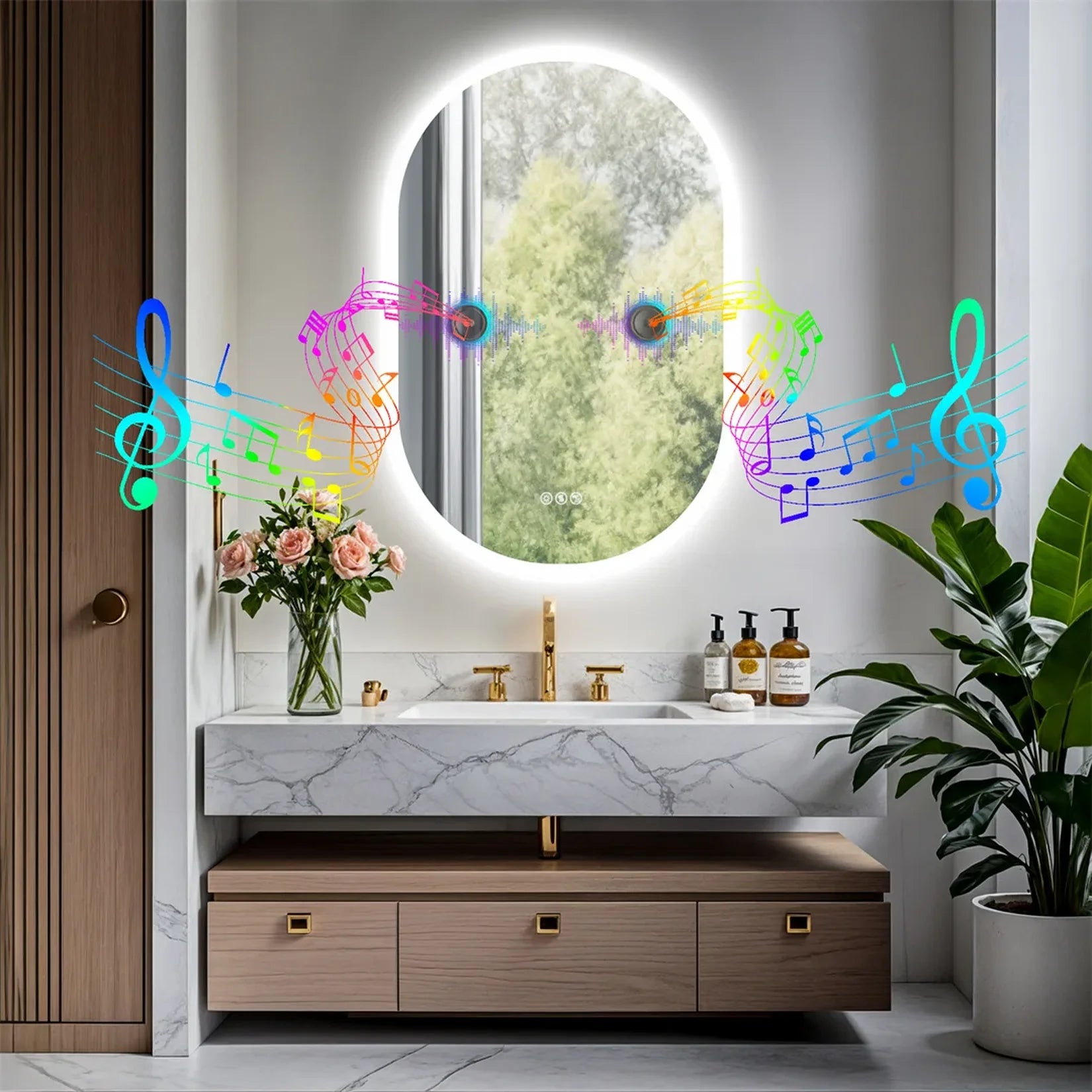 Miroir LED salle de bain vertical salle de bain moderne.