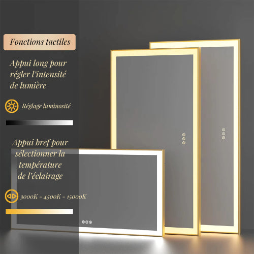 Miroir LED tactile 160 cm avec ajustement facile de la lumière