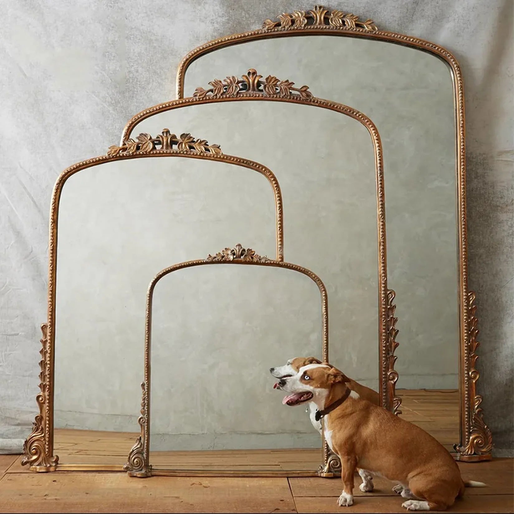 Miroir Louis Philippe doré disponible en plusieurs tailles.